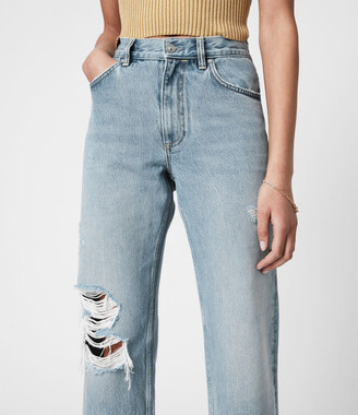 AllSaints April High-Rise Boyfriend Jeans, Light Indigo - ShopStyle